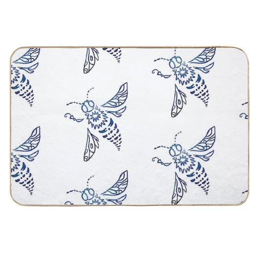 The Blue Bee Flies  Easy To Clean Bath Mat