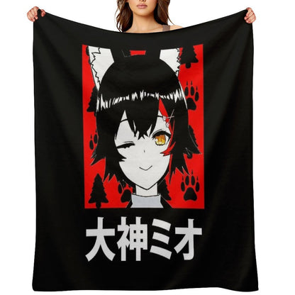 Hololive Ookami Mio Short Hair Easy Care Throw Blanket