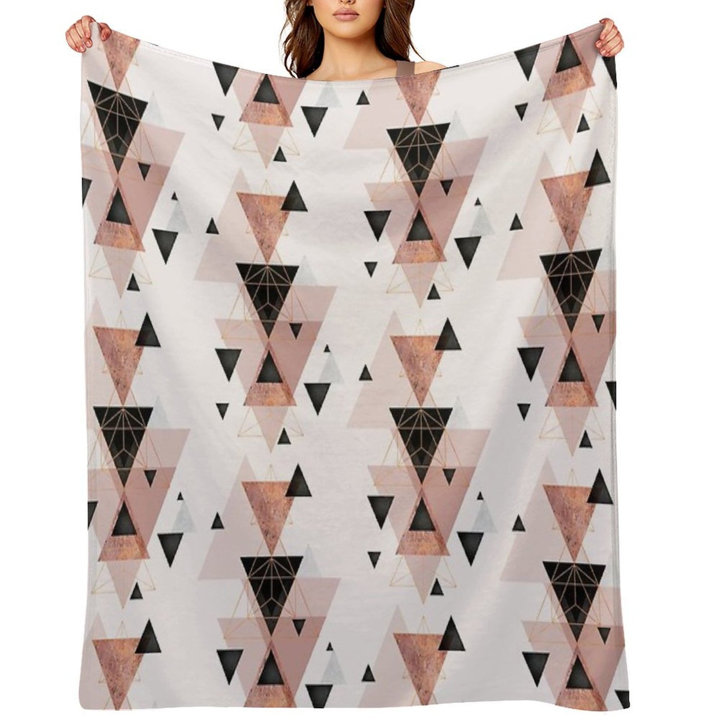 Geometric in Blush And Rose Gold Premium Throw Blanket