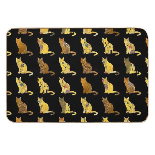 Klimt Cats in Gold And Black  Dirt-Trapping Bath Mat