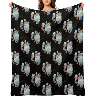 Red Space Pandas Gift-ready Throw Blanket