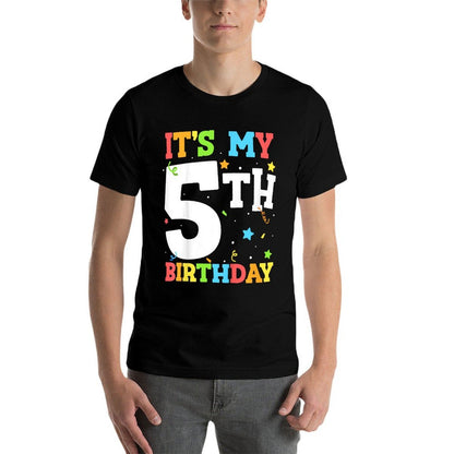 It's My 5th Birthday 5 Five Happy Birthday Boy Or Girls  Tagless Design T-Shirt