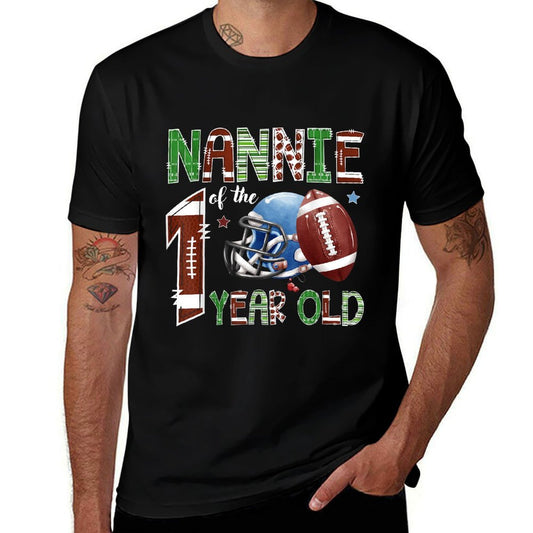Nannie Of The 1 Year Old Football 1St Year Down Birthday  Breathable T-Shirt