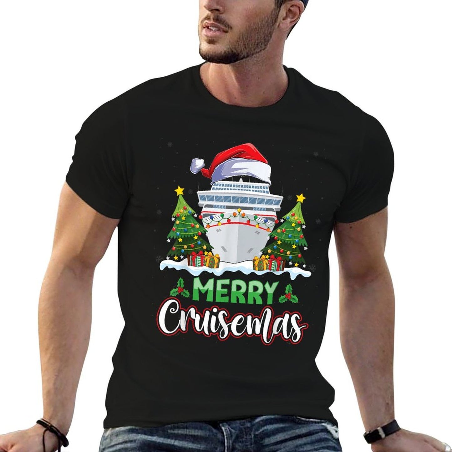 Merry Cruisemas Funny Vacation Cruise Ship Christmas Holiday  Fade-proof Color T-Shirt