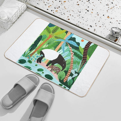 Malayan Tapir & Baby Print  Slip-Resistant Bath Mat