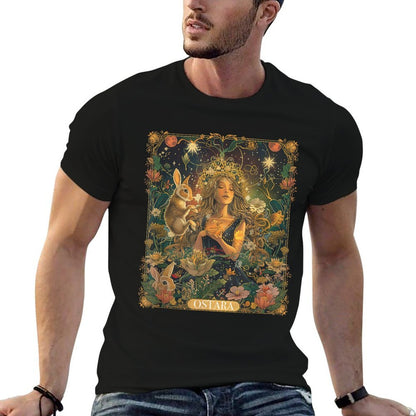 Ostara Spring Goddess Bunny Celebration Holiday Tarot Card  Wrinkle-resistant T-Shirt