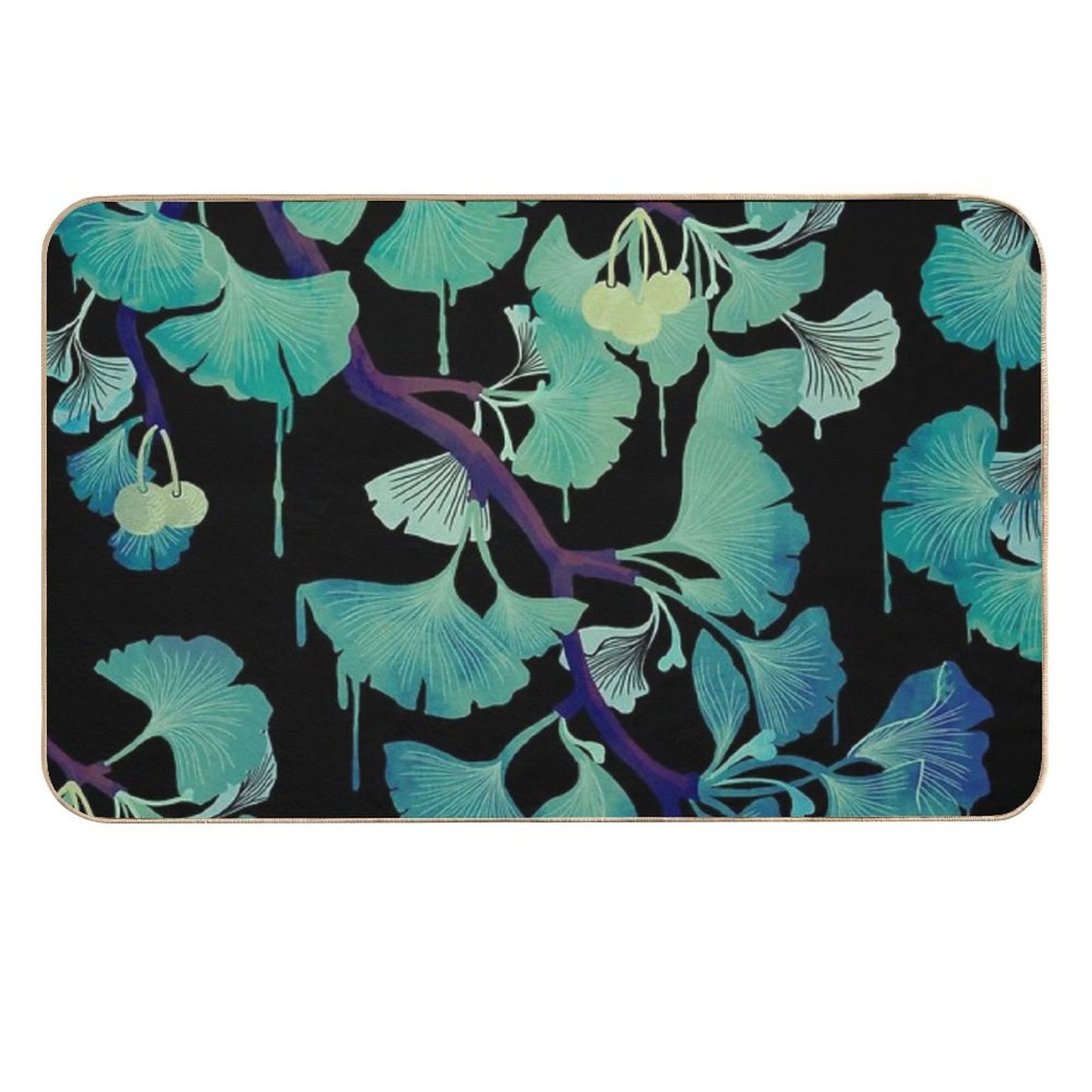 O Ginkgo (on Black)  Odorless Bath Mat