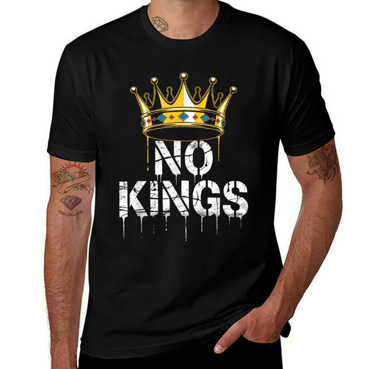 No Kings Independence Day Crown Patriotic American Freedom  Fade-proof Color T-Shirt