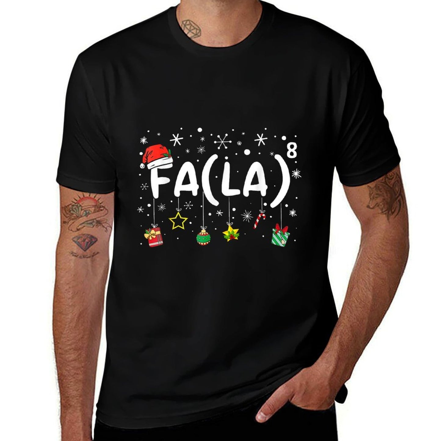FA (LA)8 Funny Christmas Santa Fa La Math Teacher  Wrinkle-resistant T-Shirt
