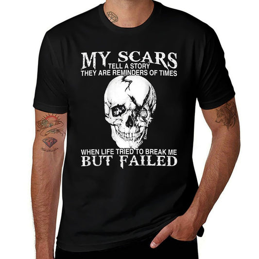 Skull My Scars Tell A Story They Are Reminders (on Back)  Lightweight T-Shirt
