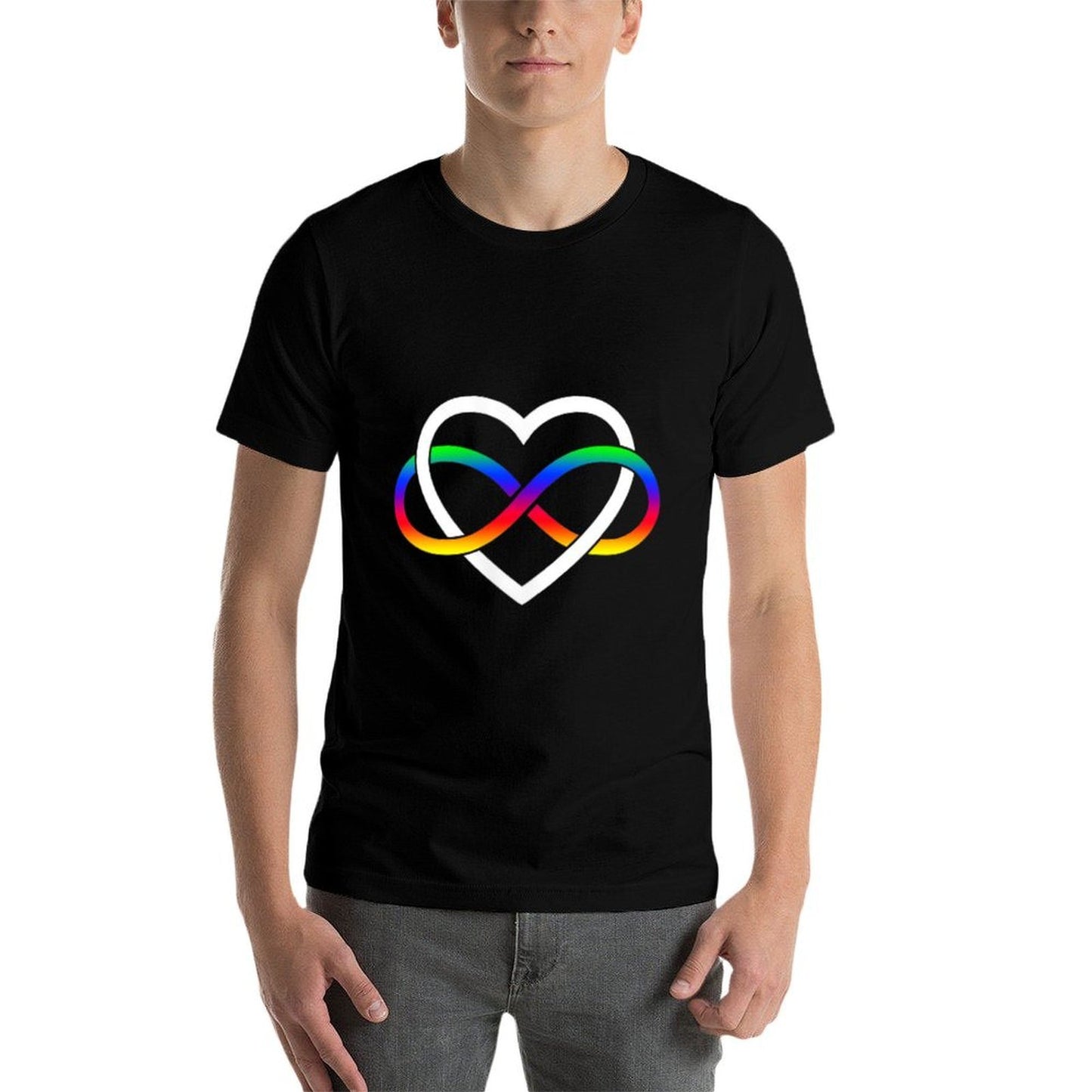 Autism Rainbow Infinity Symbol Autism Infinity Heart Simple  Heathered Texture T-Shirt