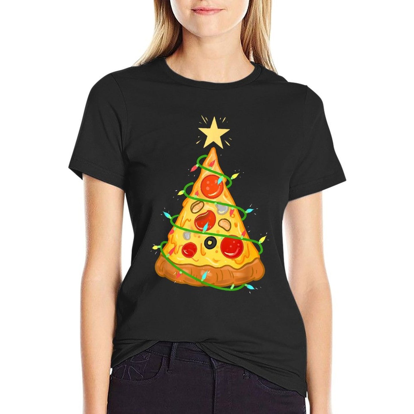 Pizza Christmas Tree Pizza Lover Gift  Moisture-wicking T-Shirt
