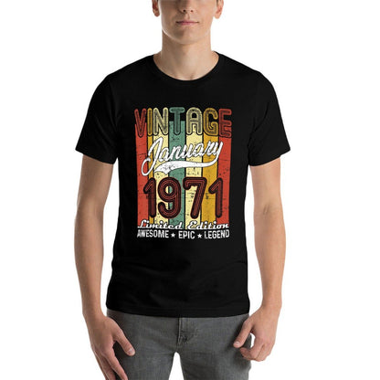 Limited Edition January 1971 50th Birthday Gift Vintage  Stretchy T-Shirt