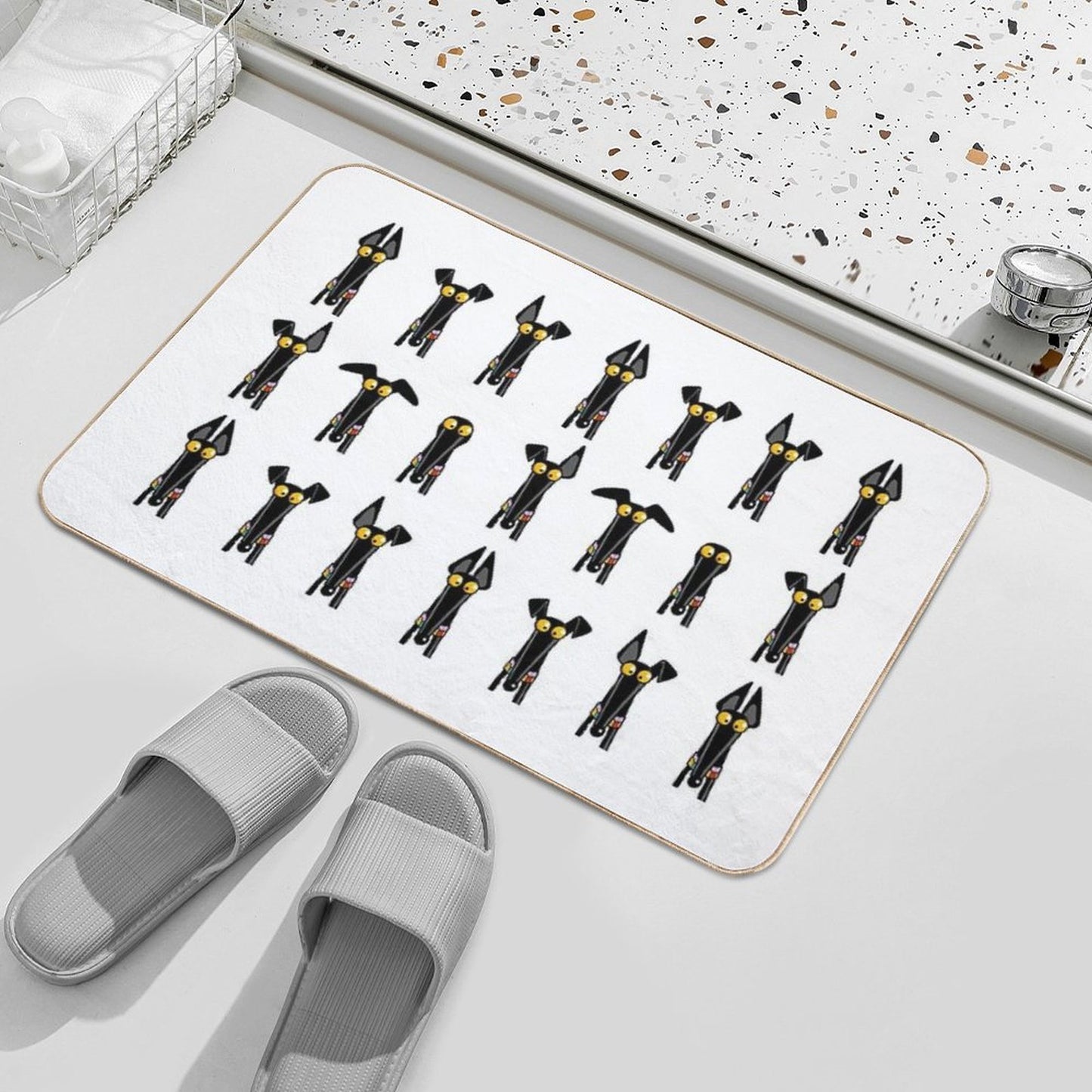 Greyhound Semaphore White  Fade-Resistant Bath Mat