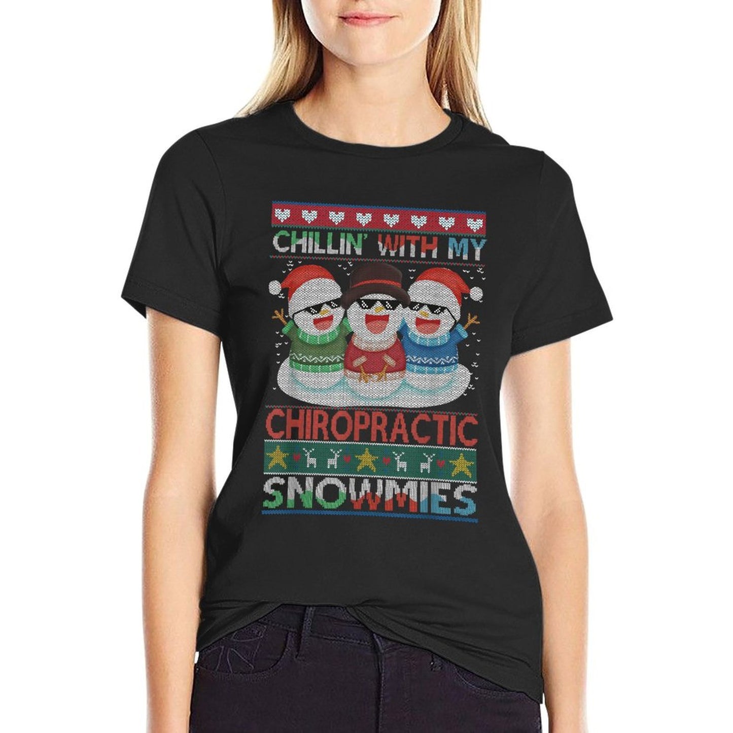 Chillin with My Chiropractic Snowmies Chiropractor Christmas  Cotton T-Shirt