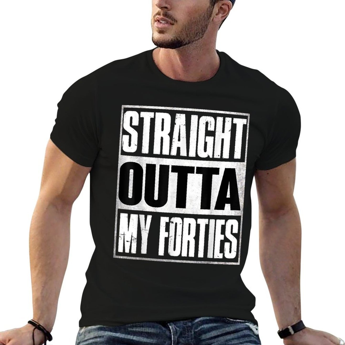 Straight Outta My Forties Funny 50th Birthday Gifts  Heathered Texture T-Shirt
