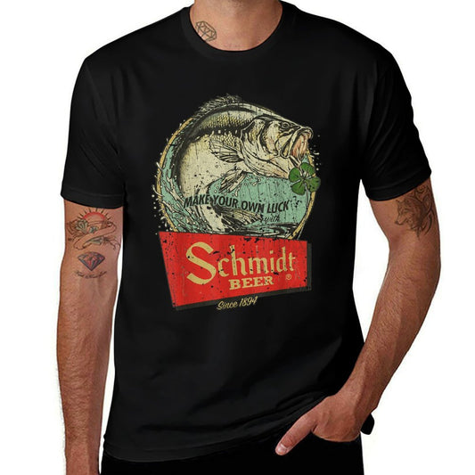 Fishing Schmidt Beer Make Your Own Luck 1894 Vintage  Cotton T-Shirt