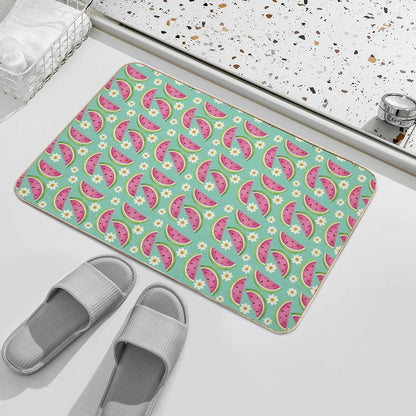 Watermelons And Daisies  Slip-Resistant Bath Mat