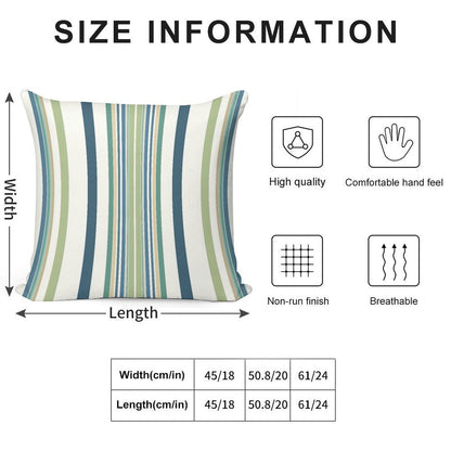 Light Green Navy Blue Stripes Soft Anti-Pilling Throw Pillow