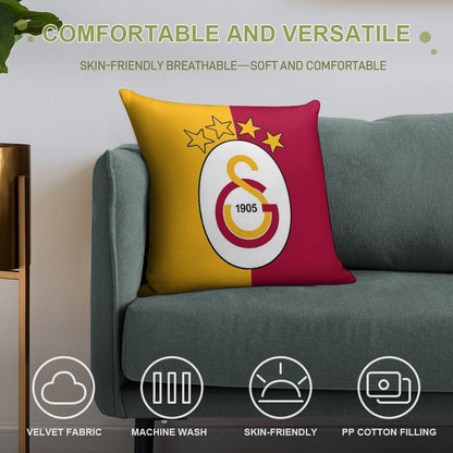 Galatasaray Badge Soft Hidden Zipper Throw Pillow