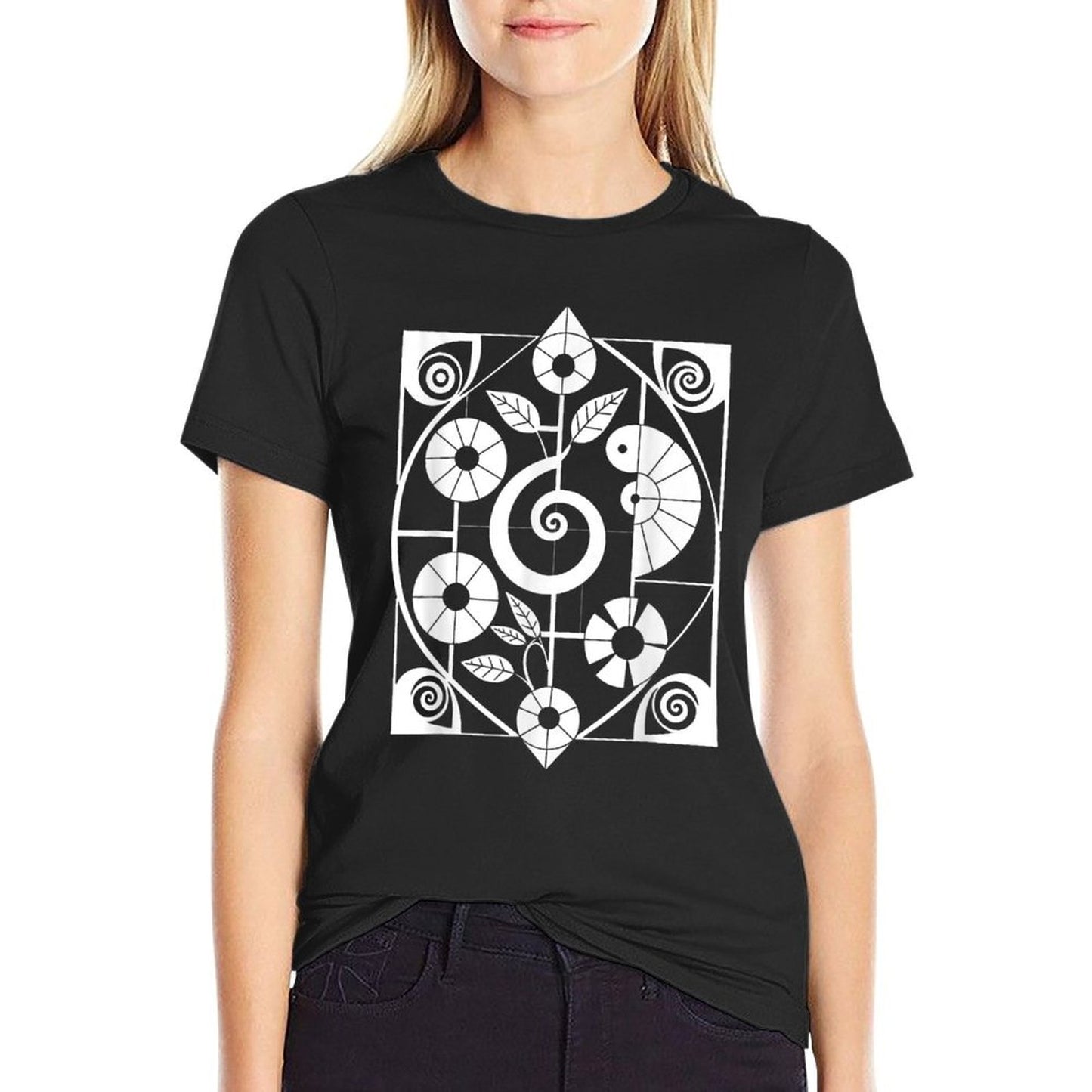 Geometric Botanical Abstract Flowers Minimalist Art  Heathered Texture T-Shirt