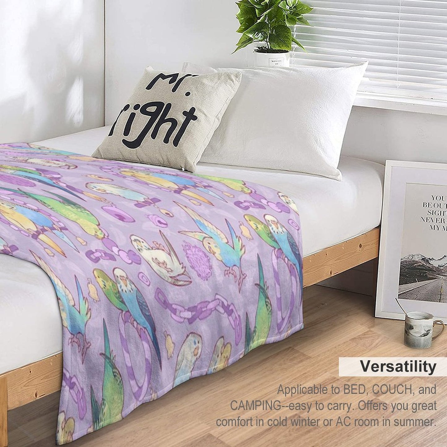 Budgie Bunch Grape Froyo Flavored Durable Throw Blanket