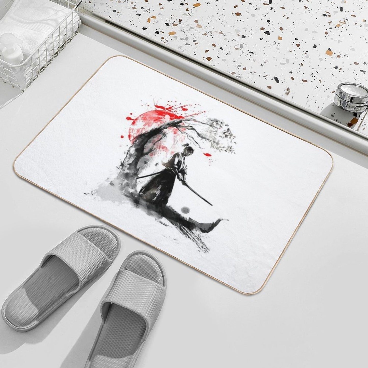 Japanese Samurai  Repositionable Bath Mat