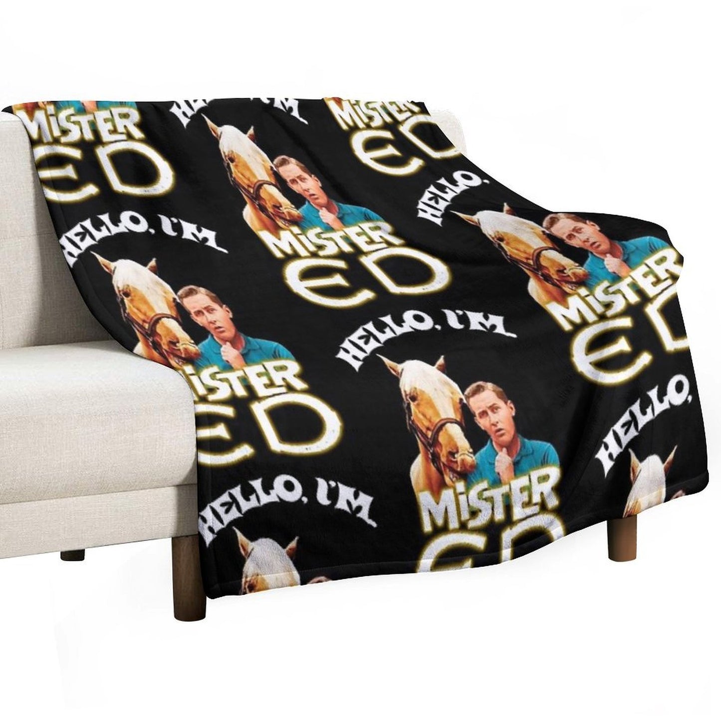 Hello I'm Mister Ed And Wilbur Post Talking Horse Tribute Eco-conscious Throw Blanket