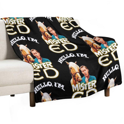 Hello I'm Mister Ed And Wilbur Post Talking Horse Tribute Eco-conscious Throw Blanket