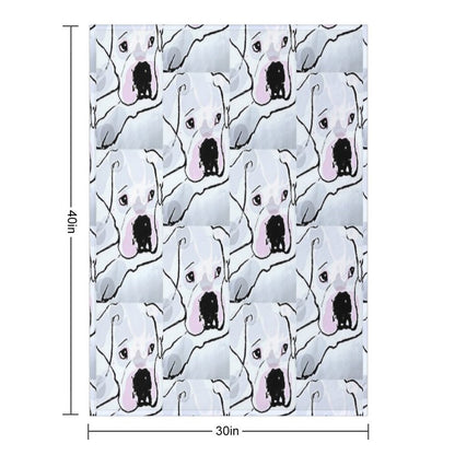 Pearl White, White Boxer Love Collection Durable Throw Blanket