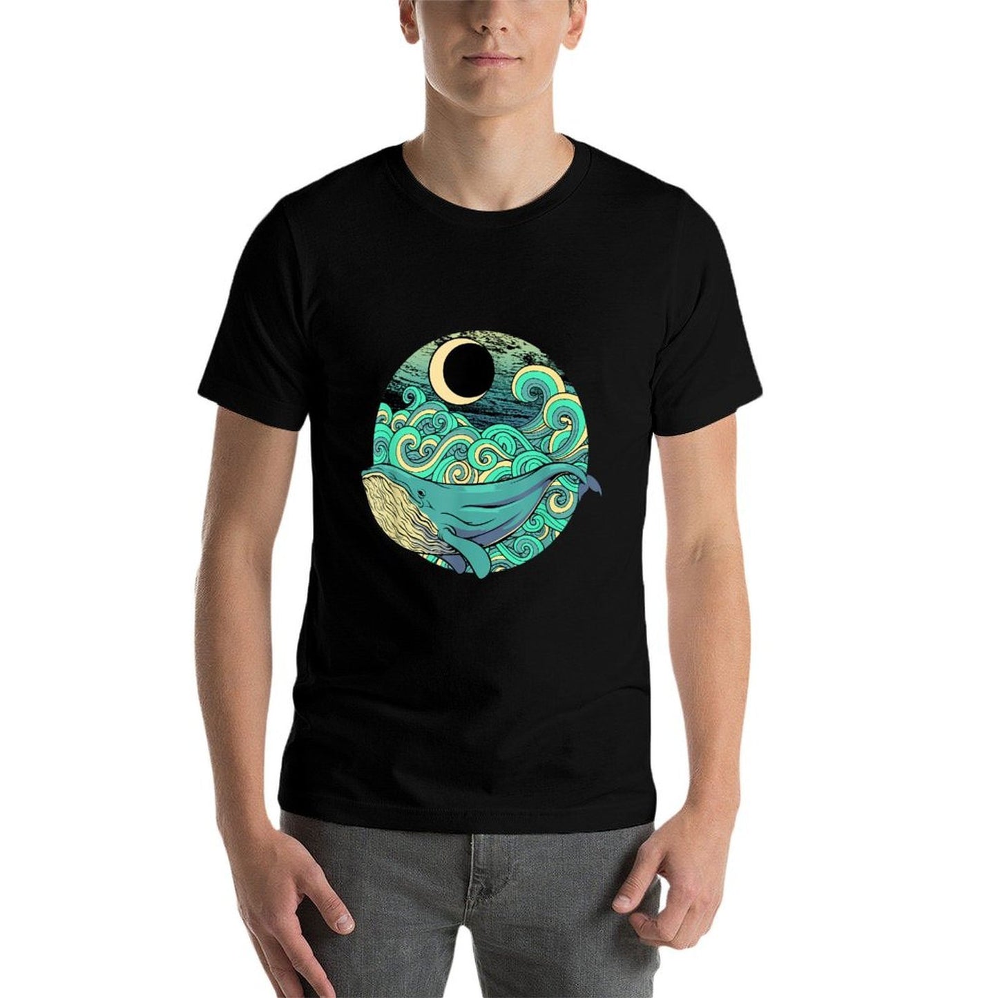 Humpback Whale Marine Life Ocean Nature Sea Blue Waves Moon  Durable T-Shirt