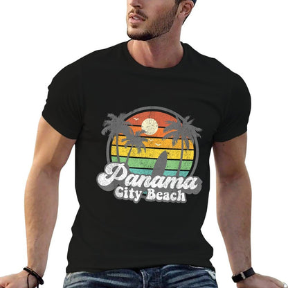 Vintage Panama City Beach Florida Surfing Retro Surf Gift  Rolled Sleeves T-Shirt