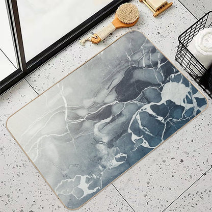 Blue Sea Marble  High-Traffic Bath Mat