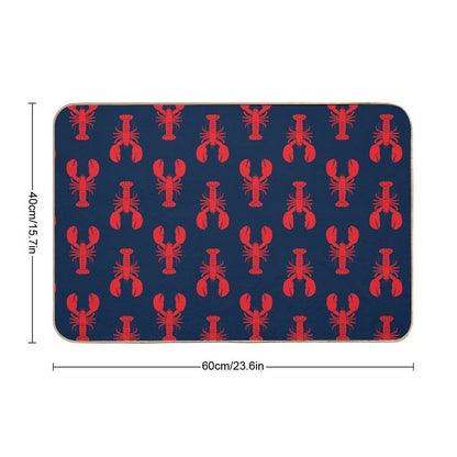 Lobsters - Red on Navy  Dirt-Trapping Bath Mat