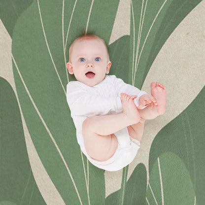 Minimal Botanical Leaves- Earthy Green Prints Premium Throw Blanket