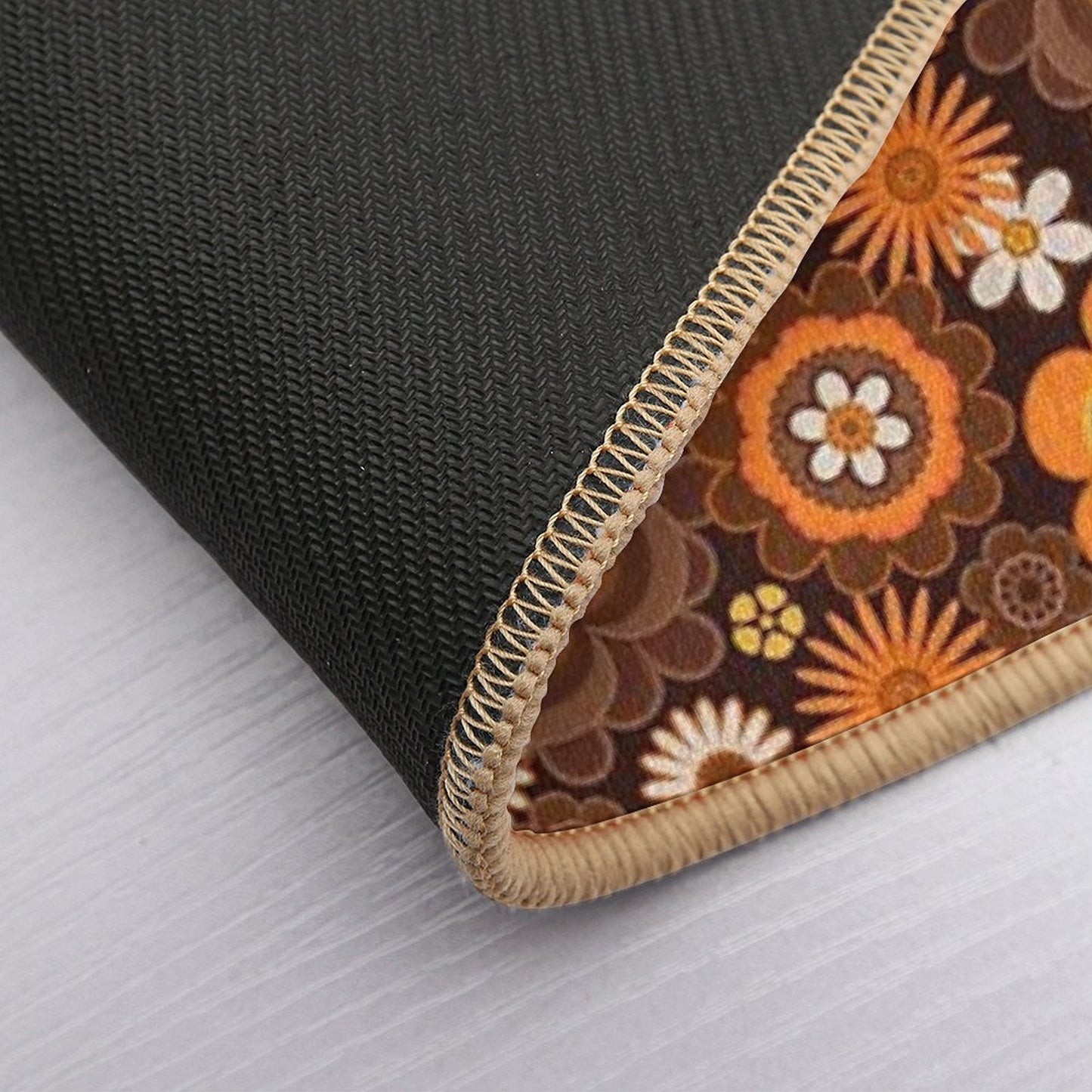 Vintage Retro 70s Floral Pattern  Eco-Friendly Bath Mat