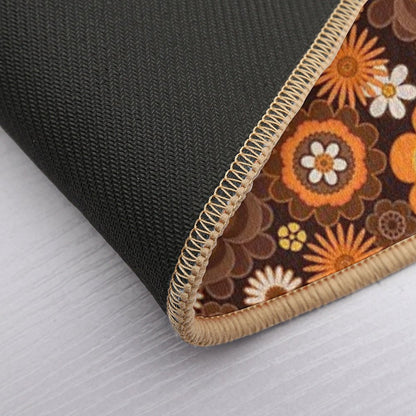 Vintage Retro 70s Floral Pattern  Eco-Friendly Bath Mat