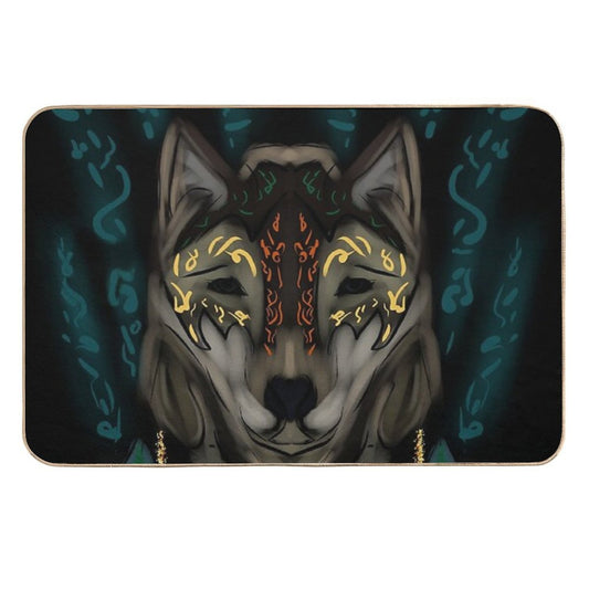 Totemic Wolf  Dirt-Trapping Bath Mat