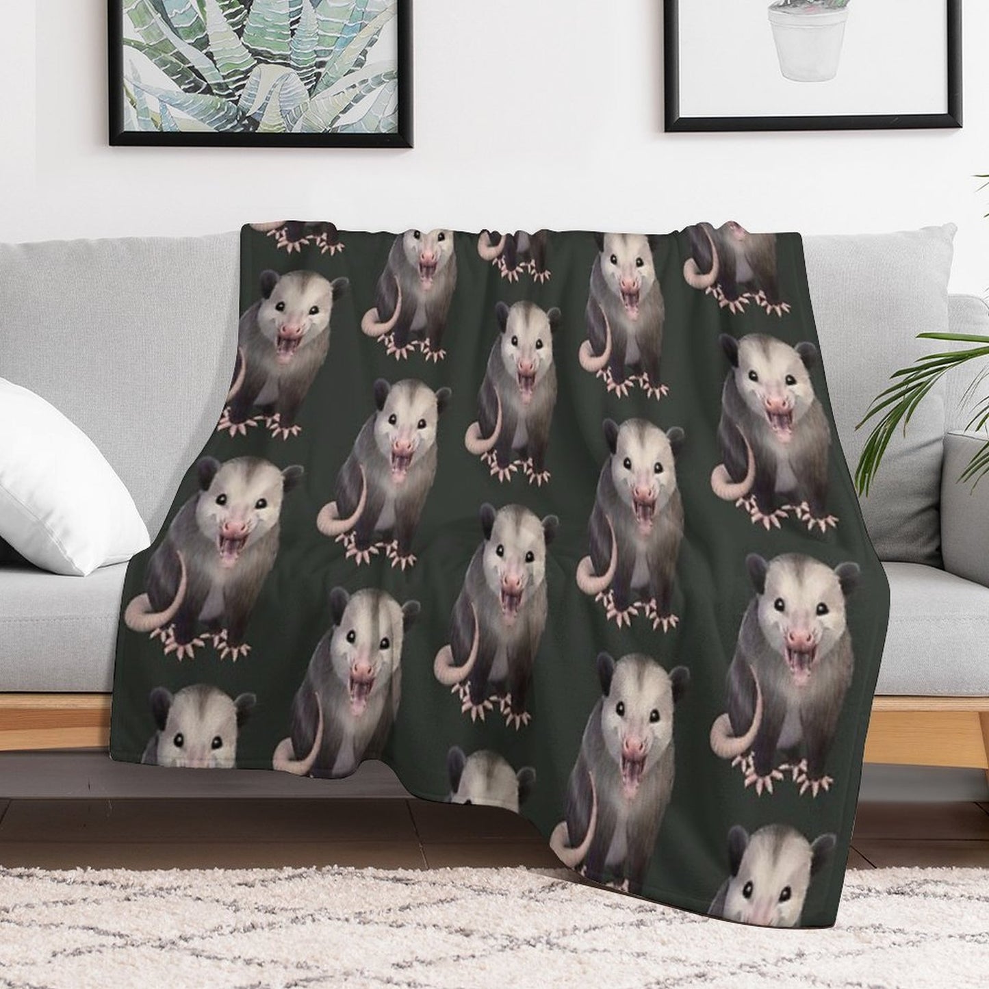 Happy Possum Eco-conscious Throw Blanket