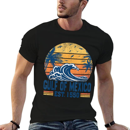 Gulf of Mexico Estd 1550 Retro Vintage Historical  Rolled Sleeves T-Shirt
