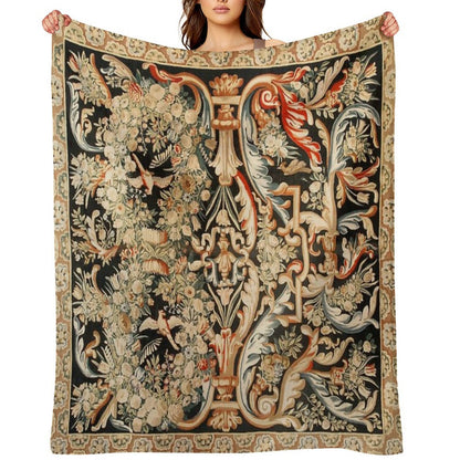 Antique French Gobelins Aubusson Tapestry Print Anti-pilling Throw Blanket