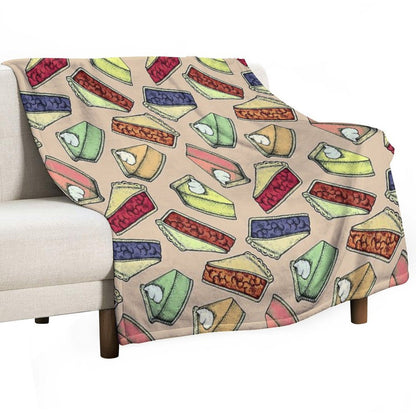 Easy As Pie - Cute Illustrations of Pie on Neutral Tan Quick-dry Throw Blanket