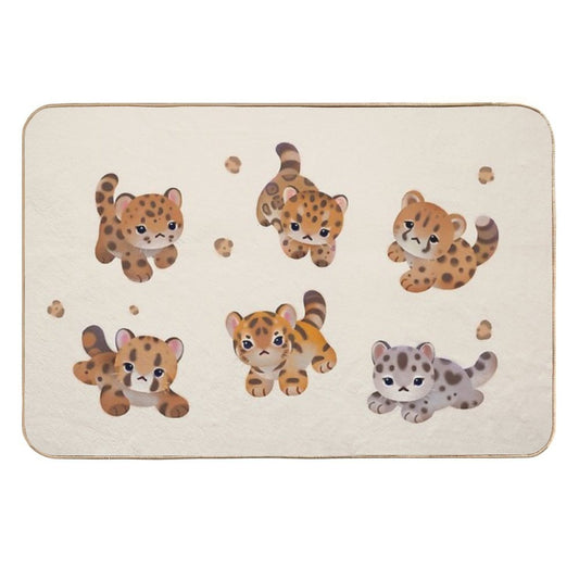 The Year of Big Cat Cubs - Beige  Easy To Clean Bath Mat
