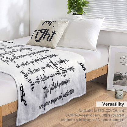 Psalm 91  Christian Inspirational Bible Verse Decorative Handwriting Plush Throw Blanket
