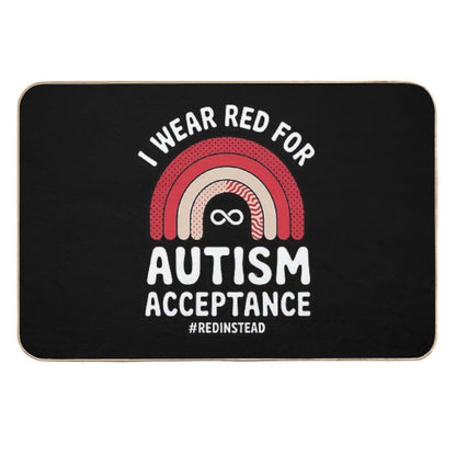 In April We Wear Red Autism Awareness Acceptance #REDinstead  Slip-Resistant Bath Mat