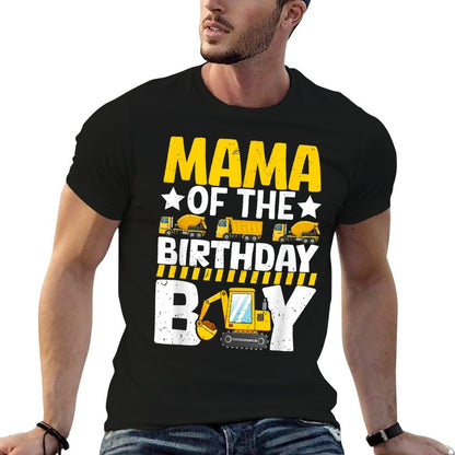 Mom Of The Birthday Boy Construction Theme Party Matching  Heathered Texture T-Shirt