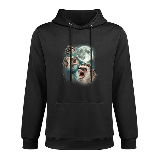 Three Hedgehog Moon  3 Hedgies Funny Weird Cursed Meme Casual Wear Hoodie