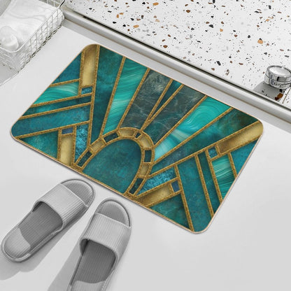 Elegant Stained Glass Art Deco Window With Marble And Gemstone  Easy To Clean Bath Mat