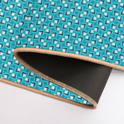 Overlapping Diamonds on Aqua Blue  High-Traffic Bath Mat
