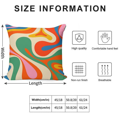 Mod Swirl Colorful Retro Abstract Pattern in Rainbow Pop Colours Soft High-Density Material Throw Pillow